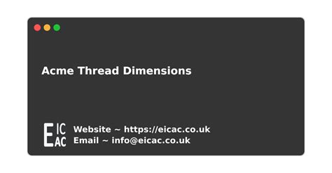 Acme Thread Dimensions | EICAC