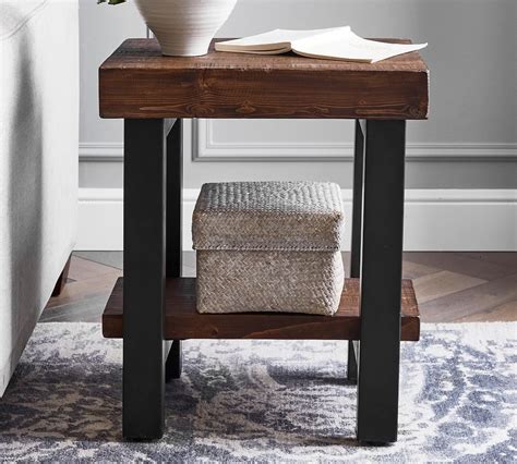 Griffin Rectangular Reclaimed Wood End Table With Shelf Pottery Barn