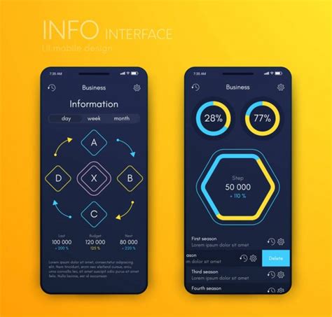 Interfaz Infográfica Aplicaciones Móviles Diseño Ilustración Vectorial