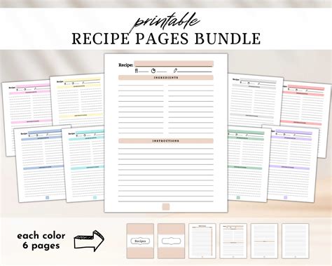 Printable Recipe Template Recipe Book Template Printable - Etsy