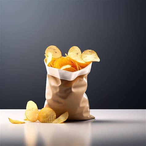 Premium Photo Bag Of Fried Potato Chips Blank Generic Packaging