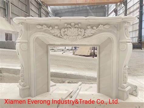 French Modern Styles Hand Carving Stone Beige/White Marble Fireplace Mantel Surround - China ...