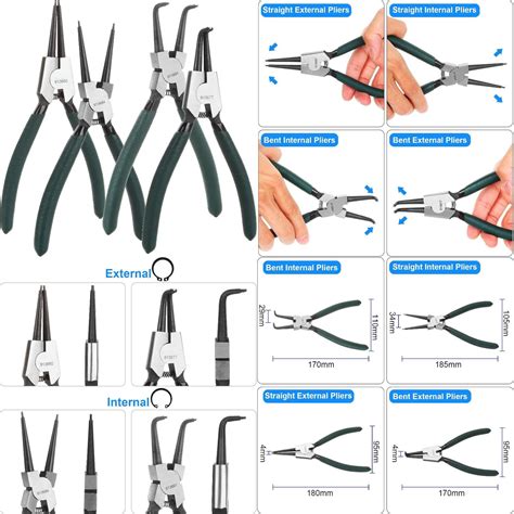 Pack Inch Snap Ring Pliers Set Heavy Duty Internal External Circlip