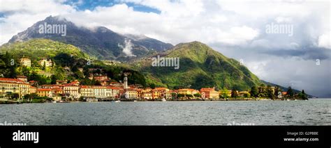 Lago Di Como Lake Como Menaggio High Definition Panorama At Golden