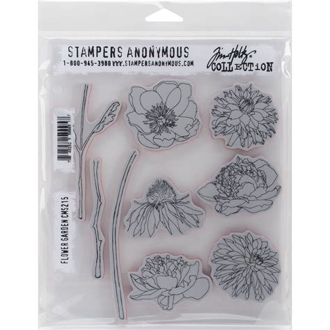 Stampers Anonymous Tim Holtz Cling Rubber Flower Garden Stamp Set X