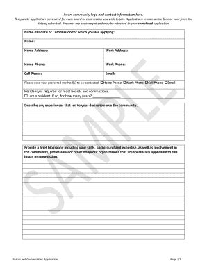 Fillable Online Boards And Commision App And Attachment Template Fax