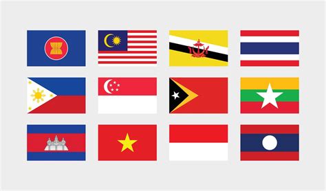 National Flag of All ASEAN Countries. Set of ASEAN country Flag ...