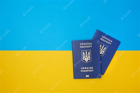 Premium Photo Two Blue Ukrainian Biometric Passports On The Ukrainian