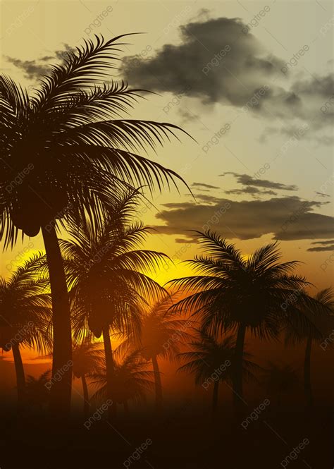 Summer Tropical Party Coconut Tree Sunset Background Wallpaper Image ...