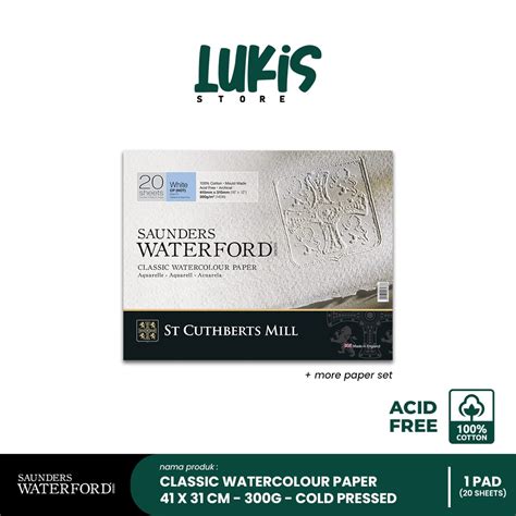 jual kertas lukis saunders waterford     cm cold pressed