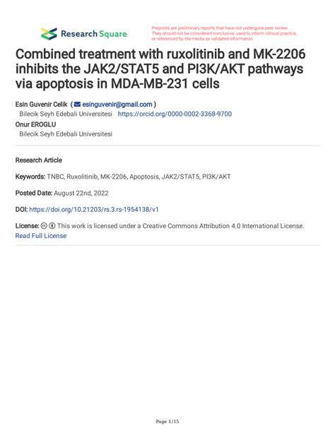 Pdf Combined Treatment With Ruxolitinib And Mk Inhibits The Jak