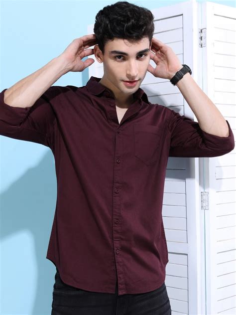 Buy Highlander Coffee Solid Slim Fit Casual Shirt For Men Online At Rs