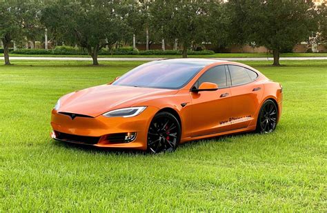 Orange Tesla Wrap