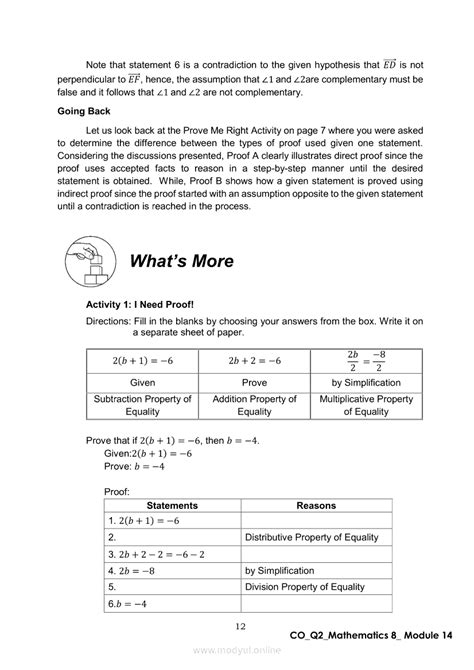 Math 8 Quarter 2 Module 14 Writing Proofs Direct And Indirect