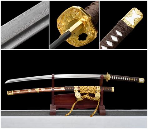 Handmade Japanese Tachi Odachi Sword Damascus Steel With Brown Etsy