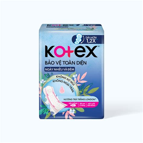 Băng vệ sinh bảo vệ toàn diện cho ngày nhiều và đêm 28cm Kotex Gói 6