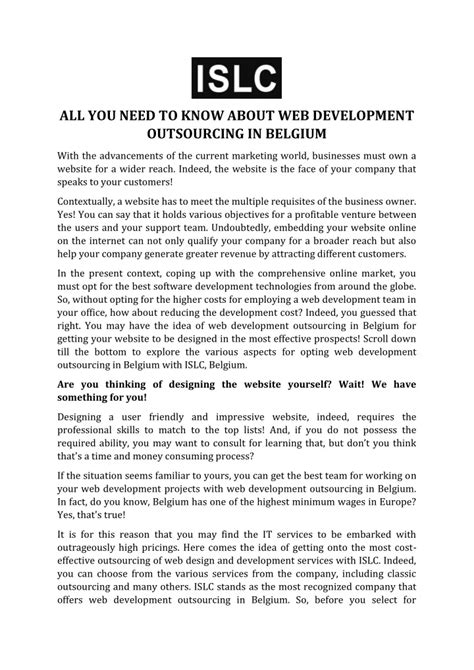 Ppt All You Need To Know About Web Development Outsourcing In Belgium