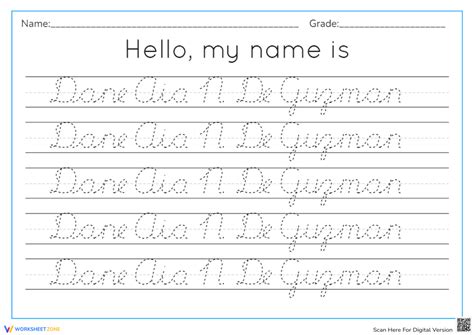 Editable Name Cursive Worksheet