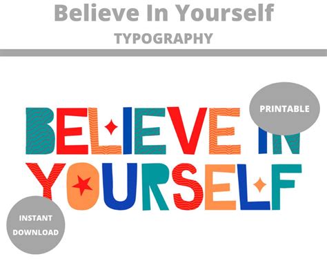 Believe In Yourself Word Art Prints Printable Typography Etsy