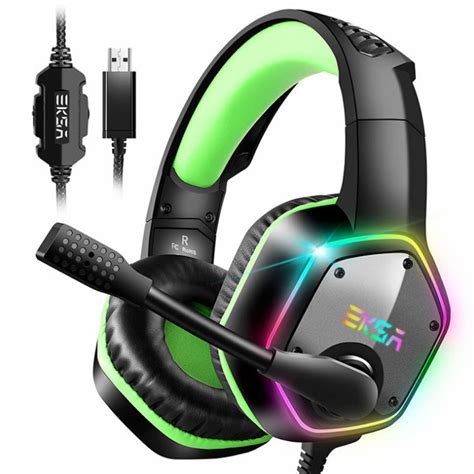 AURICULARES GAMER HEADSET EKSA E1000 V SURROUND 7 1 RGB PC PS4 VERDE