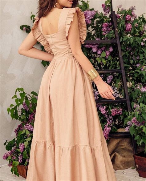 Nude Summer Dress Casual Wear For Women Olive Cotton Sundress Etsy