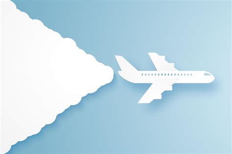 Airplane Flying In The Sky Paper Art Style Vector Art At Vecteezy