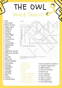 Owl Word Search Puzzle Worksheet Activity Morning Work Brain Games