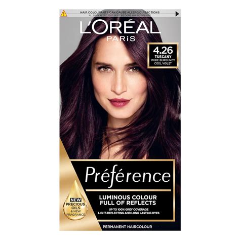 Loreal Preference 4.26 Tuscany Pure Burgundy Cool Violel Hair Dye Hair ...