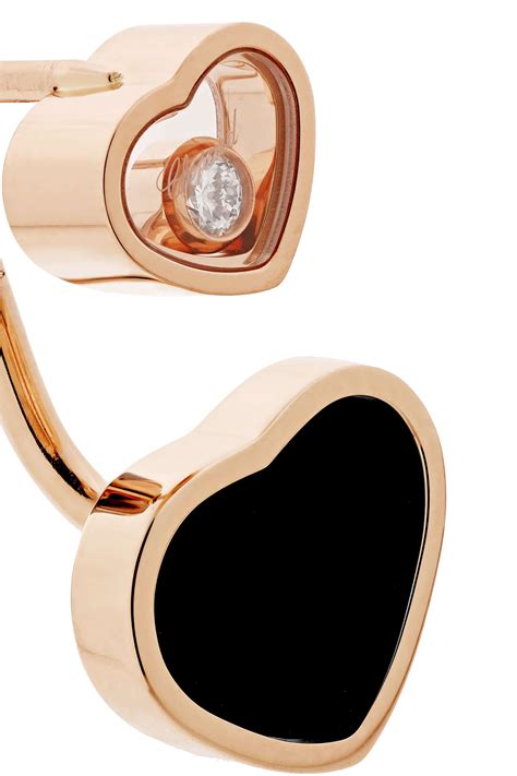 Rose Gold Happy Hearts Karat Rose Gold Diamond And Onyx Earrings