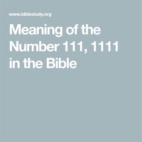 Meaning Of The Number 111 1111 In The Bible Bible God The Father