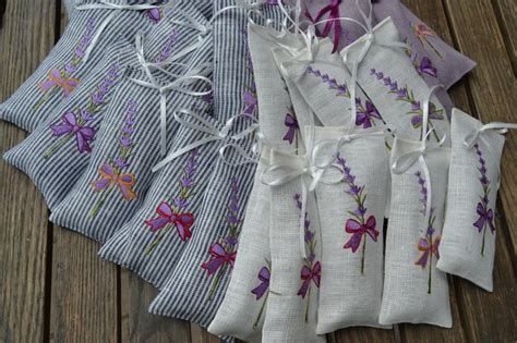 Linen Lavender Bag With Lavender Embroidery Closet Wardrobe Etsy