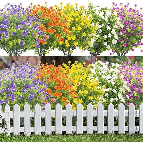 Amazon Grunyia 20 Bundles Outdoor Artificial Fake Flowers UV