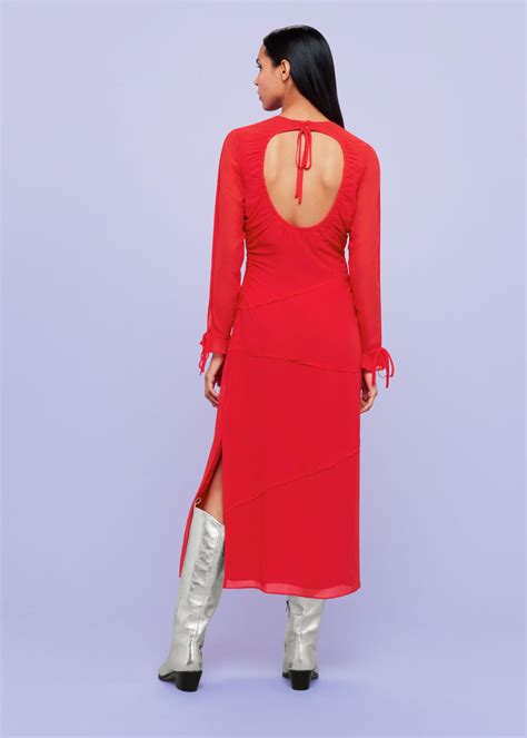 Whistles Dresses Inez Seam Detail Silk Dress Red Women Janice Shaban