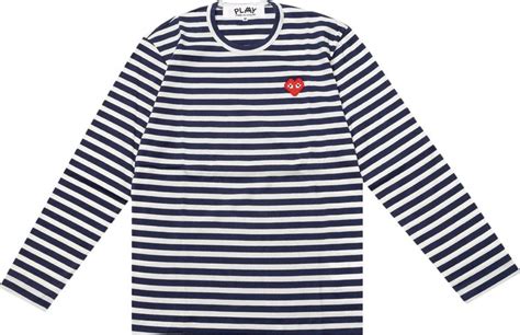 Buy Comme Des Garçons Play Striped Long Sleeve T Shirt Navywhite Az T324 051 1 Goat