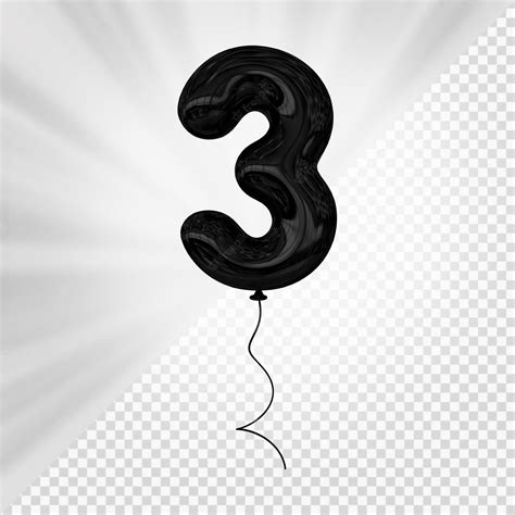 Premium PSD | Black balloon number 3