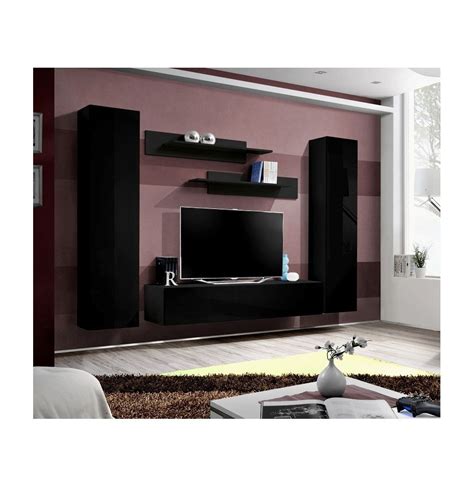 Ensemble Meuble TV Mural Fly I 260 Cm X 190 Cm X 40 Cm Noir