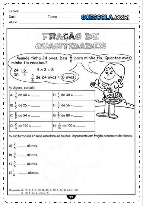 Atividades Com Frações 4 Ano Para Imprimir — SÓ Escola