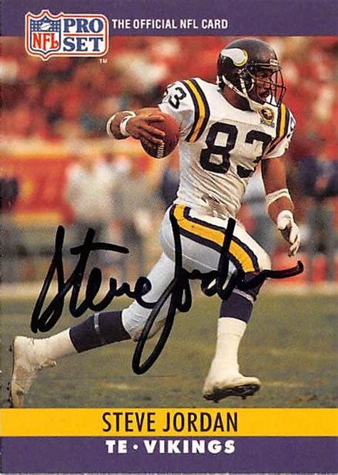 Steve Jordan Autographed Football Card Minnesota Vikings 1990 Pro Set