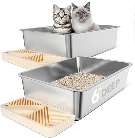 2 Pack 23 6 X16 X 6 Extra Large Stainless Steel Litter Box Xl Cat Litter Box With