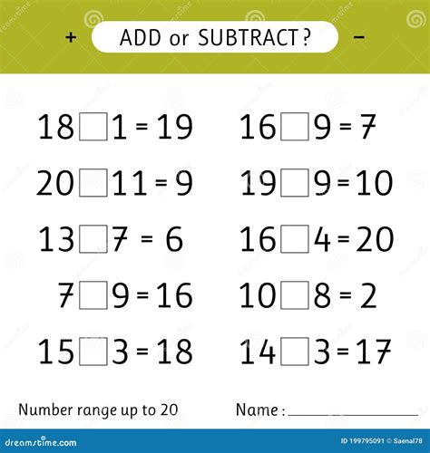 Add And Subtract Worksheet