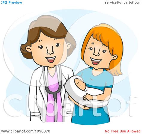 Clipart Female Gynecologist Doctor Standing With Her Happy Mother