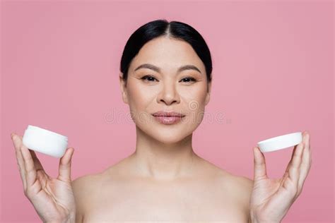 Asian Woman With Naked Shoulders Holding Stock Photo Image Of Model