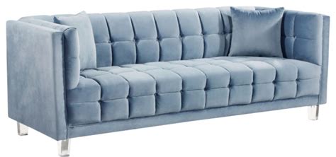 Lacie Velvet Sofa Sky Blue Modern Sofas By Cristiano Domani Houzz