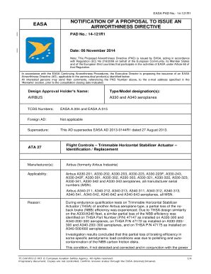 Fillable Online EASA Form 110 AD Template Europa Fax Email Print