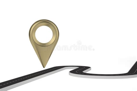 Road And Map Point Isolated On White Background 3D Rendering Stock