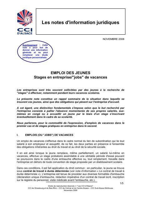 Les Notes D Information Juridiques Cci De Strasbourg Et Du Bas