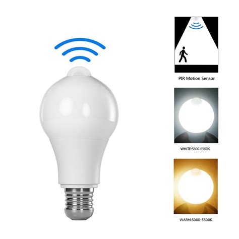 12W PIR Motion Sensor LED Light Bulb E27 IP42 Outdoor Lighting Human