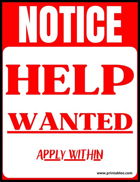 14 Help Wanted Sign Download Free Printable Pdfs