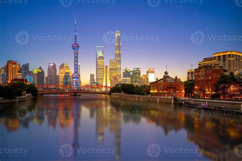 Night view of Pudong in Shanghai, China 2786850 Stock Photo at Vecteezy