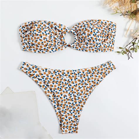 Zunfeo Sexy Bikinis Sets For Women Strapless Bandeau Bikini Bathing